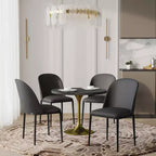 Ensemble de salle à manger 5 pièces LeisureMod Verve - Table ronde en MDF de 91,4 cm, 4 chaises de salle à manger en cuir