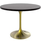 Ensemble de salle à manger 5 pièces LeisureMod Verve - Table ronde en MDF de 91,4 cm, 4 chaises de salle à manger en cuir