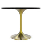 Ensemble de salle à manger 5 pièces LeisureMod Verve - Table ronde en MDF de 91,4 cm, 4 chaises de salle à manger en cuir