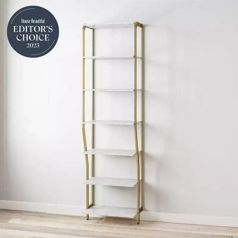 Gwyneth Closet - Étagères, Faux marbre blanc et Bronze doré