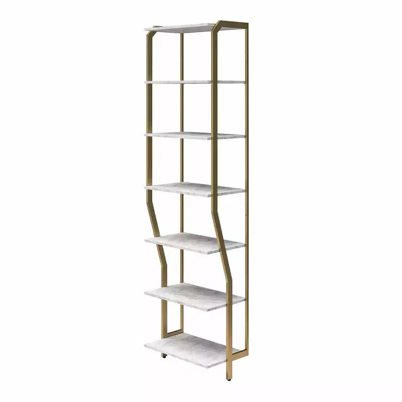 Gwyneth Closet - Étagères, Faux marbre blanc et Bronze doré