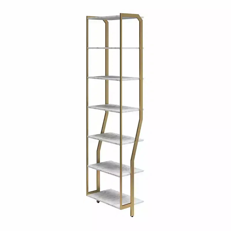 Gwyneth Closet - Étagères, Faux marbre blanc et Bronze doré
