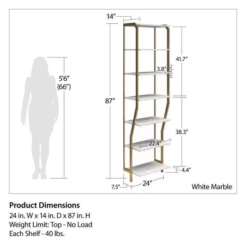 Gwyneth Closet - Étagères, Faux marbre blanc et Bronze doré
