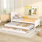 Lit plateforme Whisen Wood deux places avec lit gigogne et tiroirs