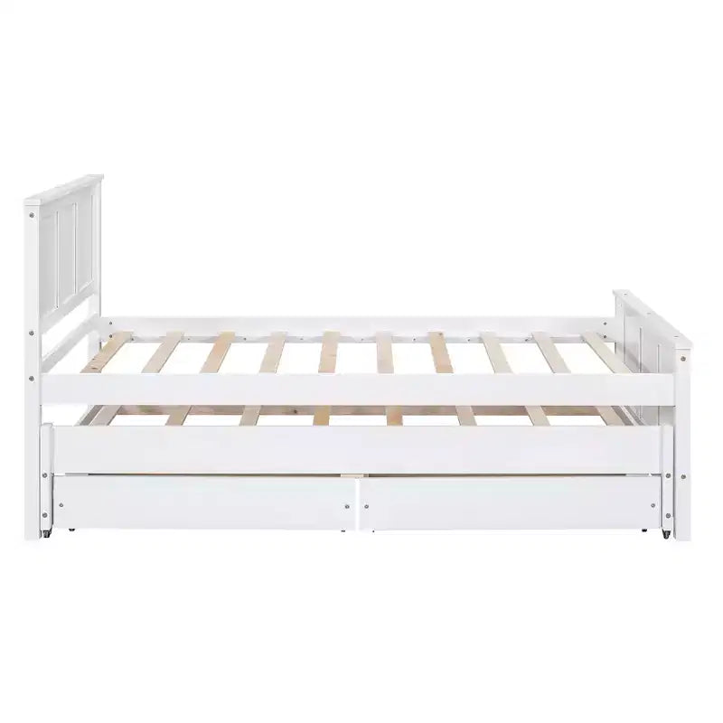 Lit plateforme Whisen Wood deux places avec lit gigogne et tiroirs