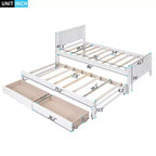 Lit plateforme Whisen Wood deux places avec lit gigogne et tiroirs