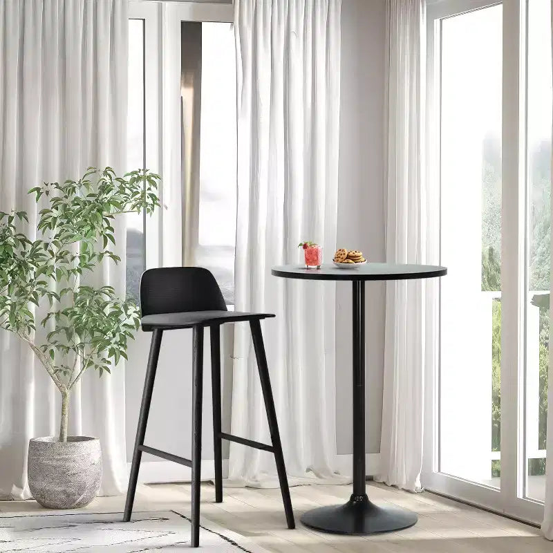 BestMassage Table de Bar 40 Pouces Table de Cuisine Moderne Table à Manger avec Base en Métal, Noir