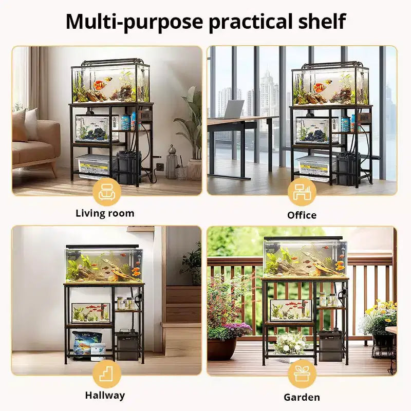 Meuble d'aquarium GOTGELIF 20-29 gallons, support métallique robuste pour aquarium avec étagère de rangement
