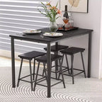 VECELO Ensemble Table et 4 Chaises de Salle à Manger, Meubles de Cuisine en Panneau MDF et Cadre Métallique Rectangulaire, Gain de Place, Noir/Marron/Chêne