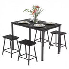 VECELO 5 Piece Dining Table & Chairs Set for 4, Kitchen Furniture MDF Board and Rectangular Metal Frame, Space-Saving, Black/Brown/Oak