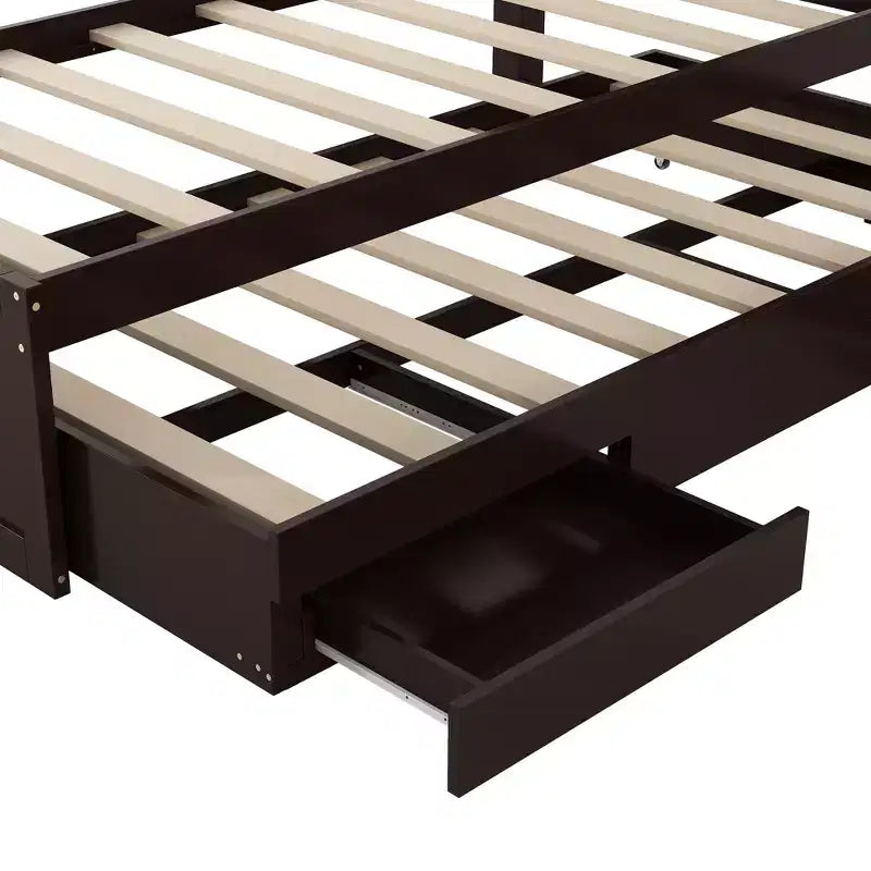 Lit plateforme Whisen Twin XL avec tête de lit LED de rangement, station de charge, lit gigogne simple et 2 tiroirs