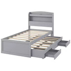 Lit plateforme Whisen Twin XL avec tête de lit LED de rangement, station de charge, lit gigogne simple et 2 tiroirs