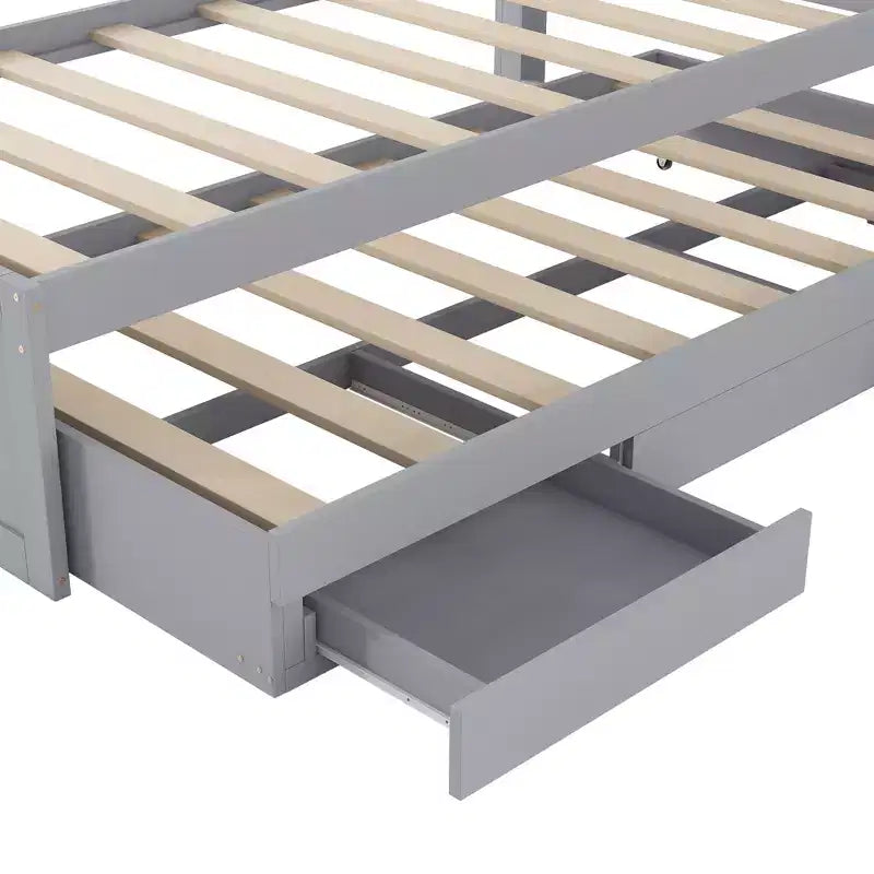 Lit plateforme Whisen Twin XL avec tête de lit LED de rangement, station de charge, lit gigogne simple et 2 tiroirs
