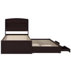 Lit plateforme Whisen Twin XL avec tête de lit LED de rangement, station de charge, lit gigogne simple et 2 tiroirs