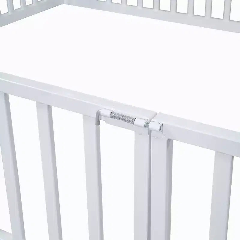 Lit plateforme simple/double en forme de maison en métal avec clôture et porte - ModernLuxe