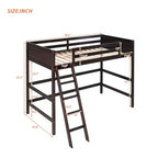 Lit mezzanine Whisen 79,5''L 41,8''W en bois massif, design moderne, taille jumeau, avec échelle, sain et confortable