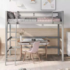 Lit mezzanine Whisen 79,5''L 41,8''W en bois massif, design moderne, taille jumeau, avec échelle, sain et confortable
