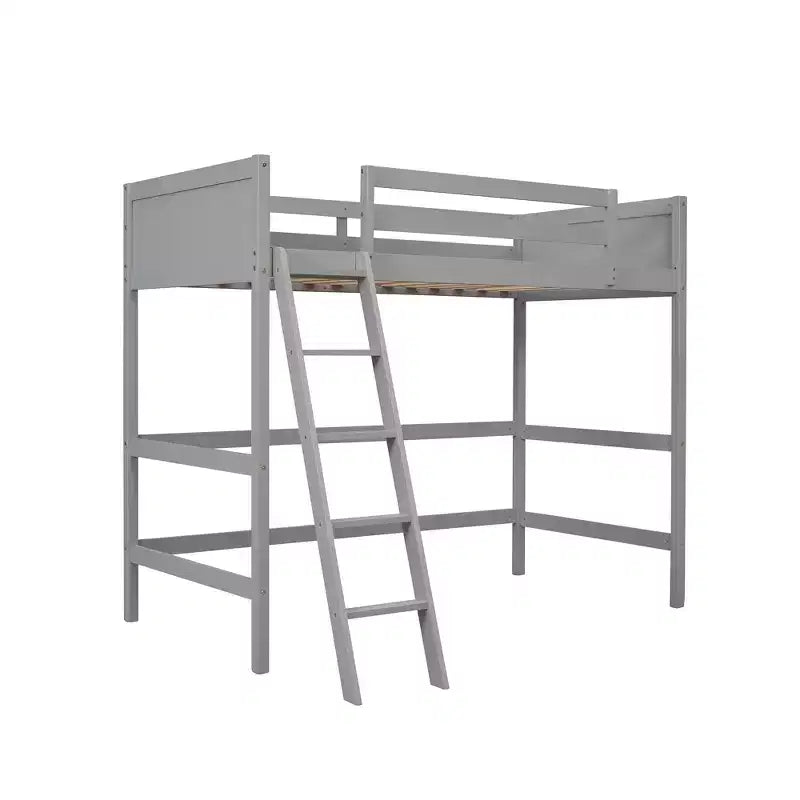 Lit mezzanine Whisen 79,5''L 41,8''W en bois massif, design moderne, taille jumeau, avec échelle, sain et confortable