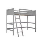Lit mezzanine Whisen 79,5''L 41,8''W en bois massif, design moderne, taille jumeau, avec échelle, sain et confortable