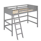 Lit mezzanine Whisen 79,5''L 41,8''W en bois massif, design moderne, taille jumeau, avec échelle, sain et confortable