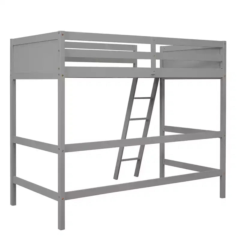 Lit mezzanine Whisen 79,5''L 41,8''W en bois massif, design moderne, taille jumeau, avec échelle, sain et confortable
