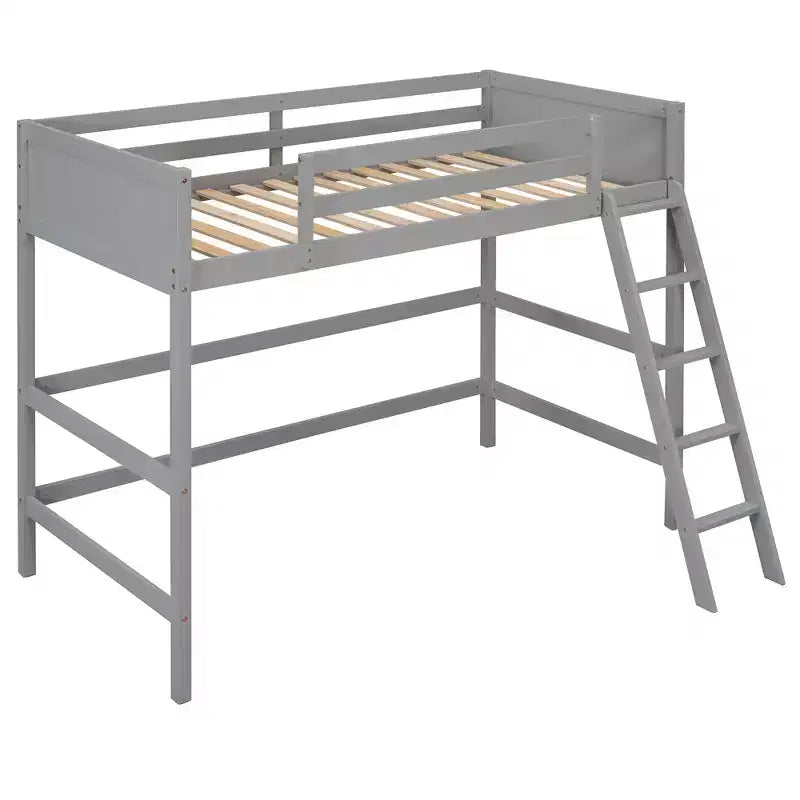Lit mezzanine Whisen 79,5''L 41,8''W en bois massif, design moderne, taille jumeau, avec échelle, sain et confortable