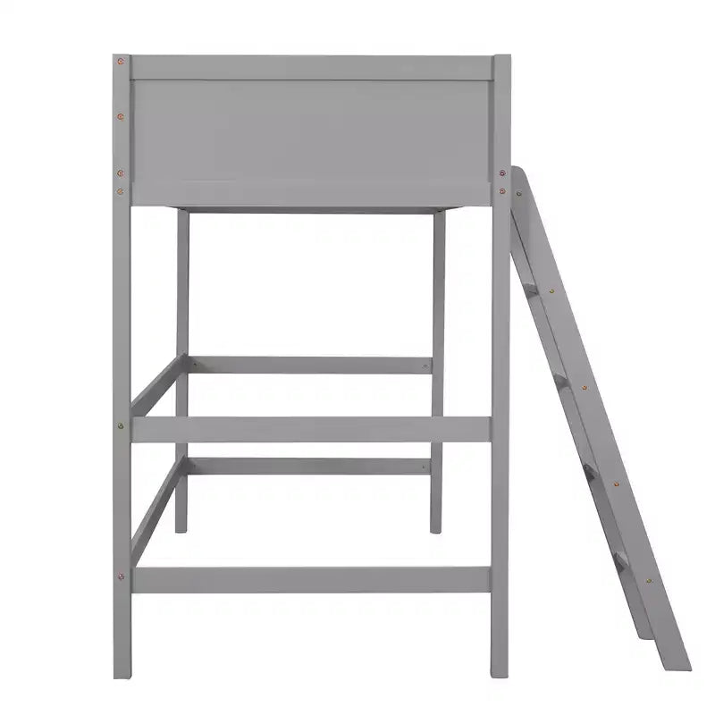 Lit mezzanine Whisen 79,5''L 41,8''W en bois massif, design moderne, taille jumeau, avec échelle, sain et confortable