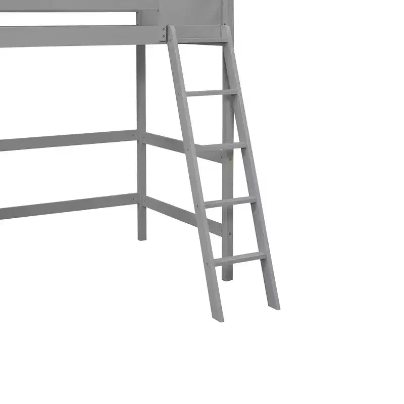 Lit mezzanine Whisen 79,5''L 41,8''W en bois massif, design moderne, taille jumeau, avec échelle, sain et confortable