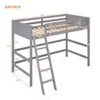 Lit mezzanine Whisen 79,5''L 41,8''W en bois massif, design moderne, taille jumeau, avec échelle, sain et confortable