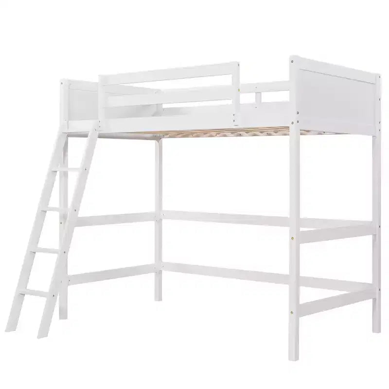 Lit mezzanine Whisen 79,5''L 41,8''W en bois massif, design moderne, taille jumeau, avec échelle, sain et confortable