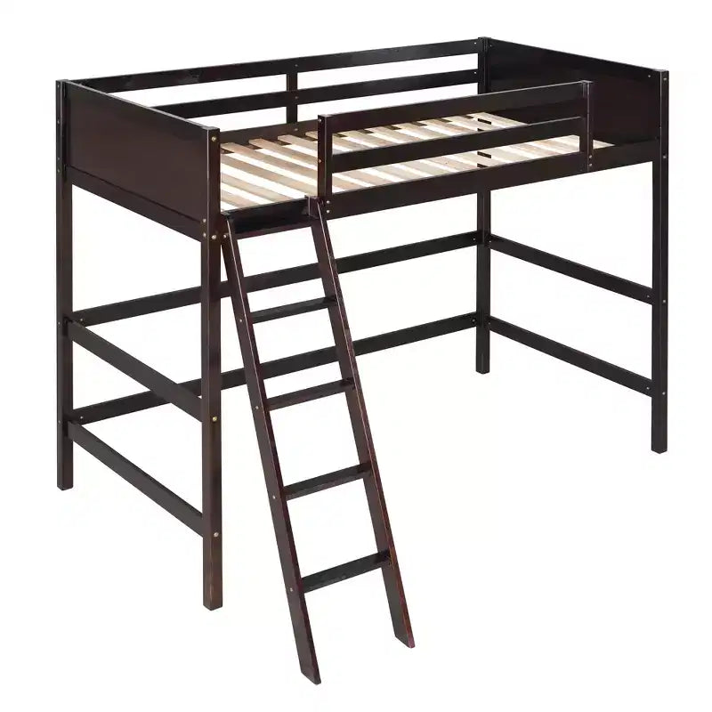 Lit mezzanine Whisen 79,5''L 41,8''W en bois massif, design moderne, taille jumeau, avec échelle, sain et confortable