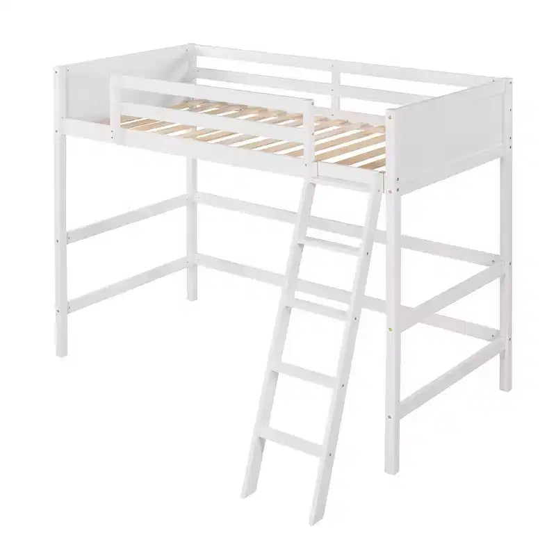 Lit mezzanine Whisen 79,5''L 41,8''W en bois massif, design moderne, taille jumeau, avec échelle, sain et confortable