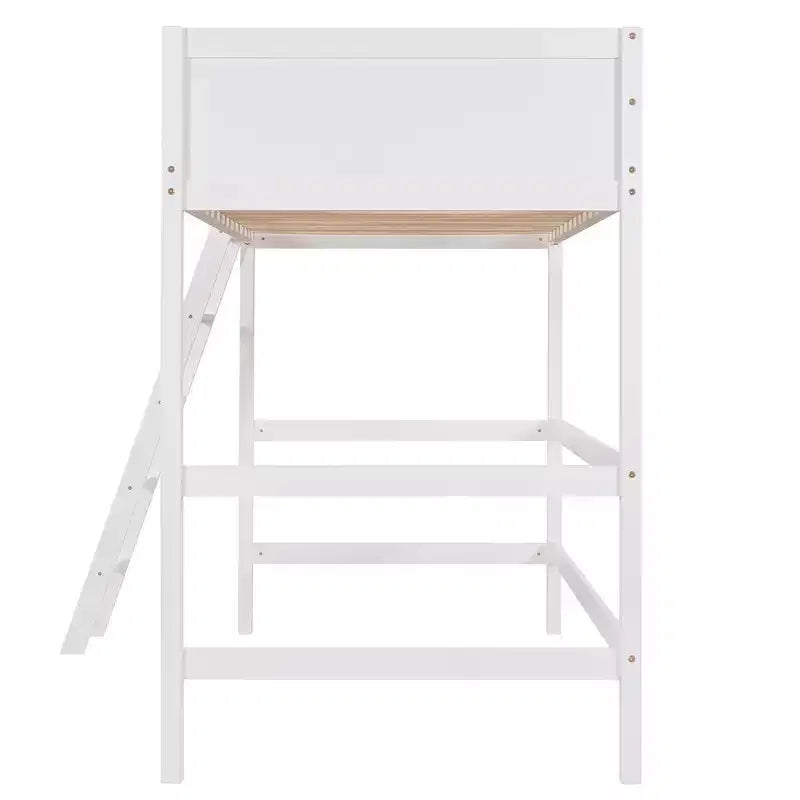 Lit mezzanine Whisen 79,5''L 41,8''W en bois massif, design moderne, taille jumeau, avec échelle, sain et confortable