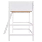 Lit mezzanine Whisen 79,5''L 41,8''W en bois massif, design moderne, taille jumeau, avec échelle, sain et confortable
