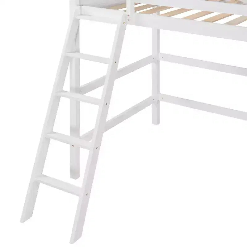 Lit mezzanine Whisen 79,5''L 41,8''W en bois massif, design moderne, taille jumeau, avec échelle, sain et confortable