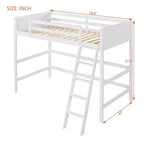 Lit mezzanine Whisen 79,5''L 41,8''W en bois massif, design moderne, taille jumeau, avec échelle, sain et confortable