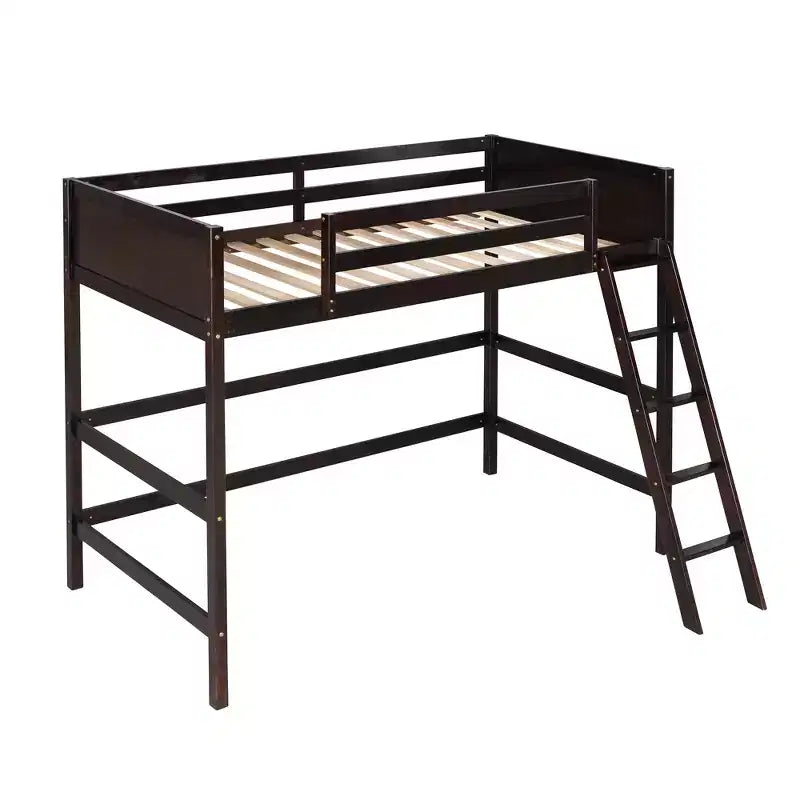 Lit mezzanine Whisen 79,5''L 41,8''W en bois massif, design moderne, taille jumeau, avec échelle, sain et confortable