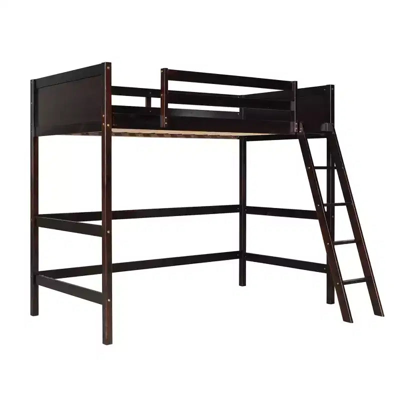 Lit mezzanine Whisen 79,5''L 41,8''W en bois massif, design moderne, taille jumeau, avec échelle, sain et confortable