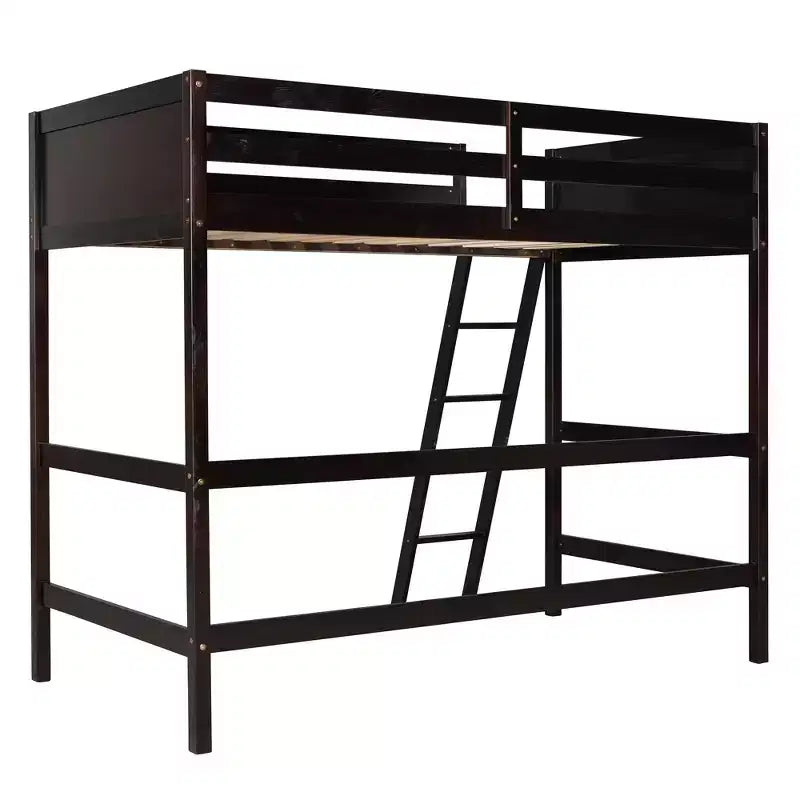 Lit mezzanine Whisen 79,5''L 41,8''W en bois massif, design moderne, taille jumeau, avec échelle, sain et confortable