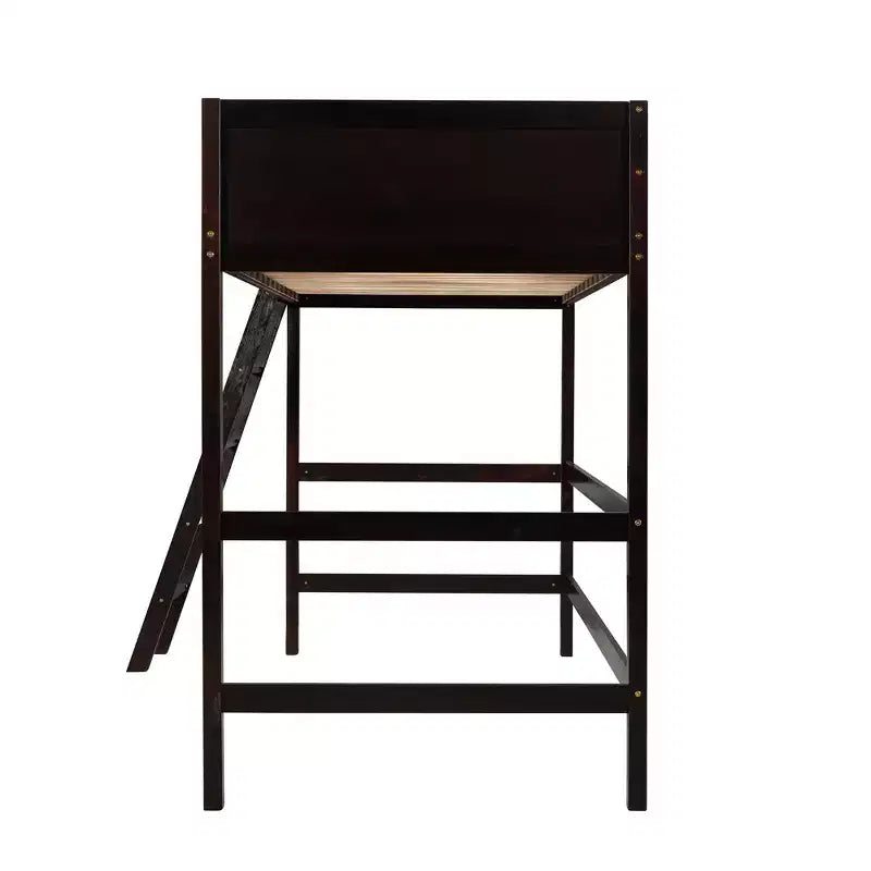 Lit mezzanine Whisen 79,5''L 41,8''W en bois massif, design moderne, taille jumeau, avec échelle, sain et confortable