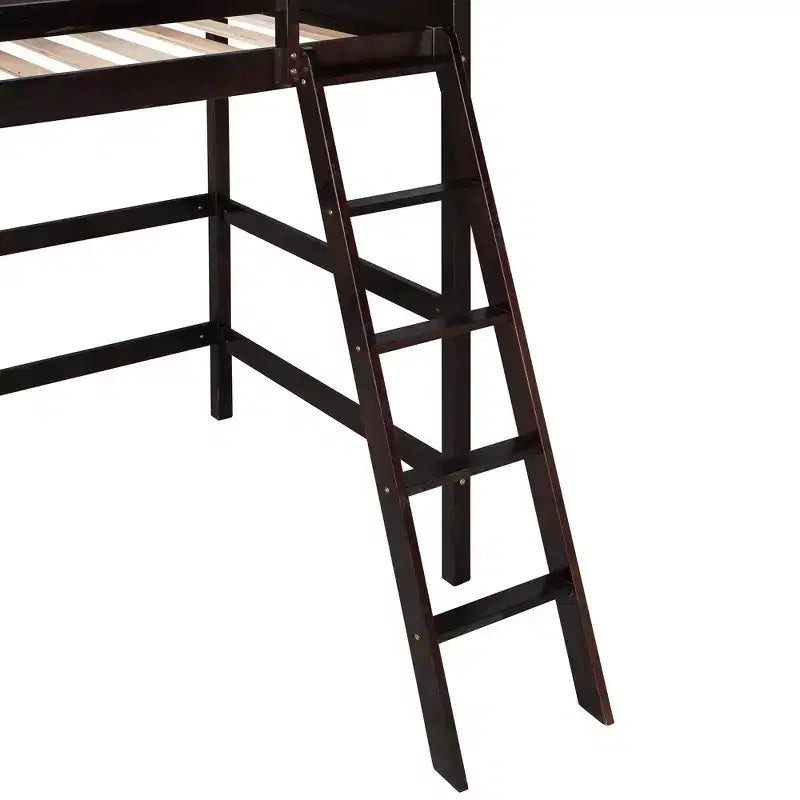 Lit mezzanine Whisen 79,5''L 41,8''W en bois massif, design moderne, taille jumeau, avec échelle, sain et confortable