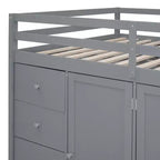 Lit mezzanine double en bois de style moderne Whisen 93.3''L 57.6''W avec armoires, placards et tiroirs intégrés