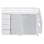 Lit mezzanine double en bois de style moderne Whisen 93.3''L 57.6''W avec armoires, placards et tiroirs intégrés