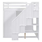 Lit mezzanine double en bois de style moderne Whisen 93.3''L 57.6''W avec armoires, placards et tiroirs intégrés