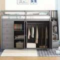 Whisen 93.3''L  57.6''W Modern Design Full Size Wood Loft Bed With Built-in Wardrobes, Cabinets and Drawers