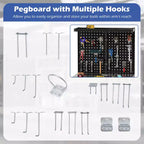 Établi Costway 32'' x 16'' avec panneau perforé, 20 crochets à outils, tiroir et étagères ouvertes Bleu marine/Noir