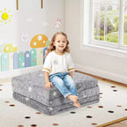 Costway Matelas de sol pliable pour enfants phosphorescent Tapis de sieste pliant en trois couleurs vives/gris/rose