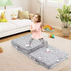 Costway Matelas de sol pliable pour enfants phosphorescent Tapis de sieste pliant en trois couleurs vives/gris/rose