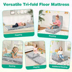 Costway Matelas de sol pliable pour enfants phosphorescent Tapis de sieste pliant en trois couleurs vives/gris/rose