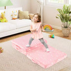 Costway Matelas de sol pliable pour enfants phosphorescent Tapis de sieste pliant en trois couleurs vives/gris/rose